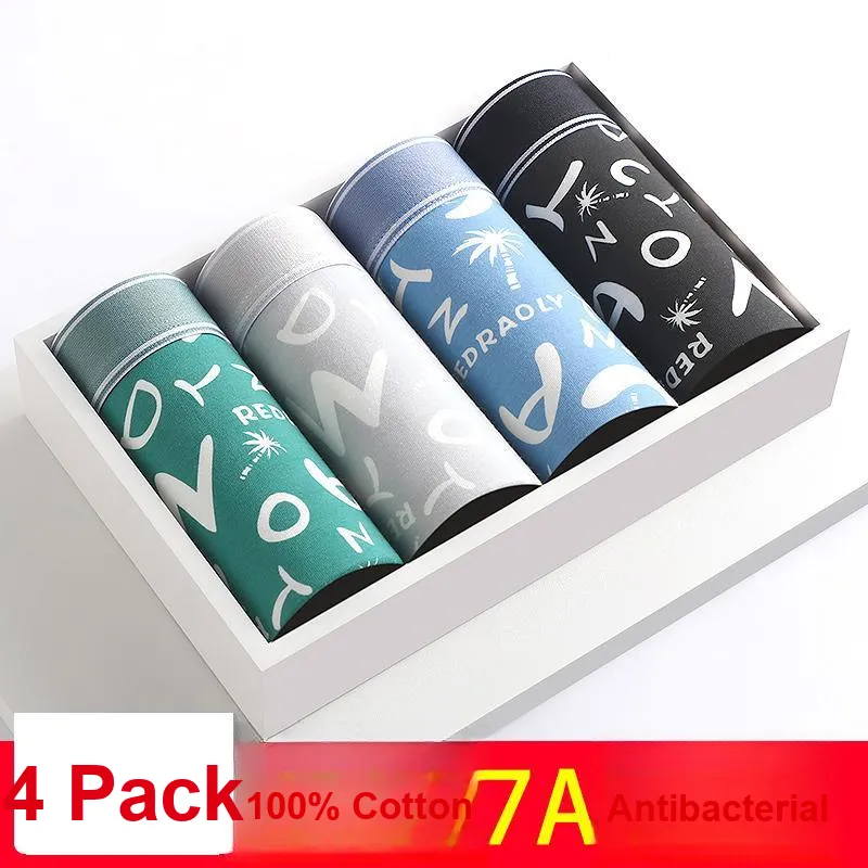 RED DRAGONFLY 100% Cotton Underpants, Skin Friendly And Comfortable Men's Box 4 Pack-2