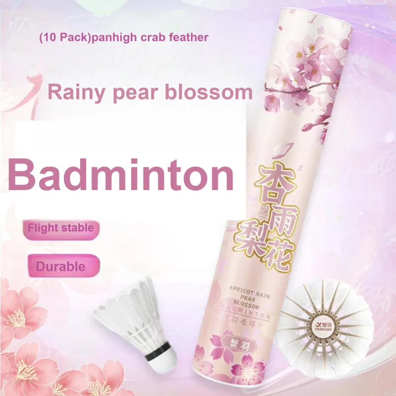 PANHIGH Apricot Rain Pear Blossom Goose Feather Shuttlecock 10 Pack Goose Feather Shuttlecocks-1