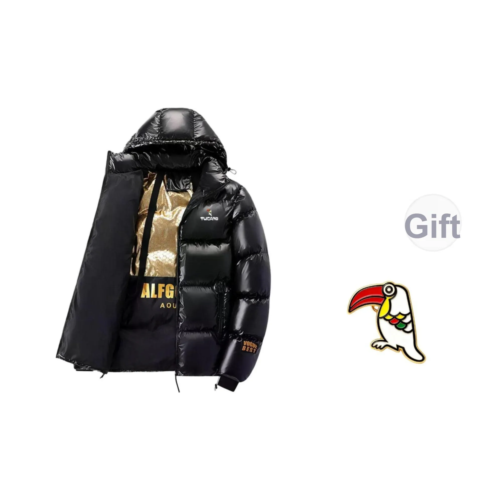 TUCANO Черный Золотой Термический Хлопок Мужские Куртки