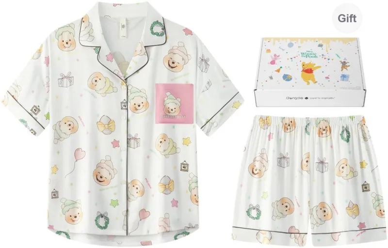 Gongdie x Disney Pajama Set Women's Gift Box Set White-0