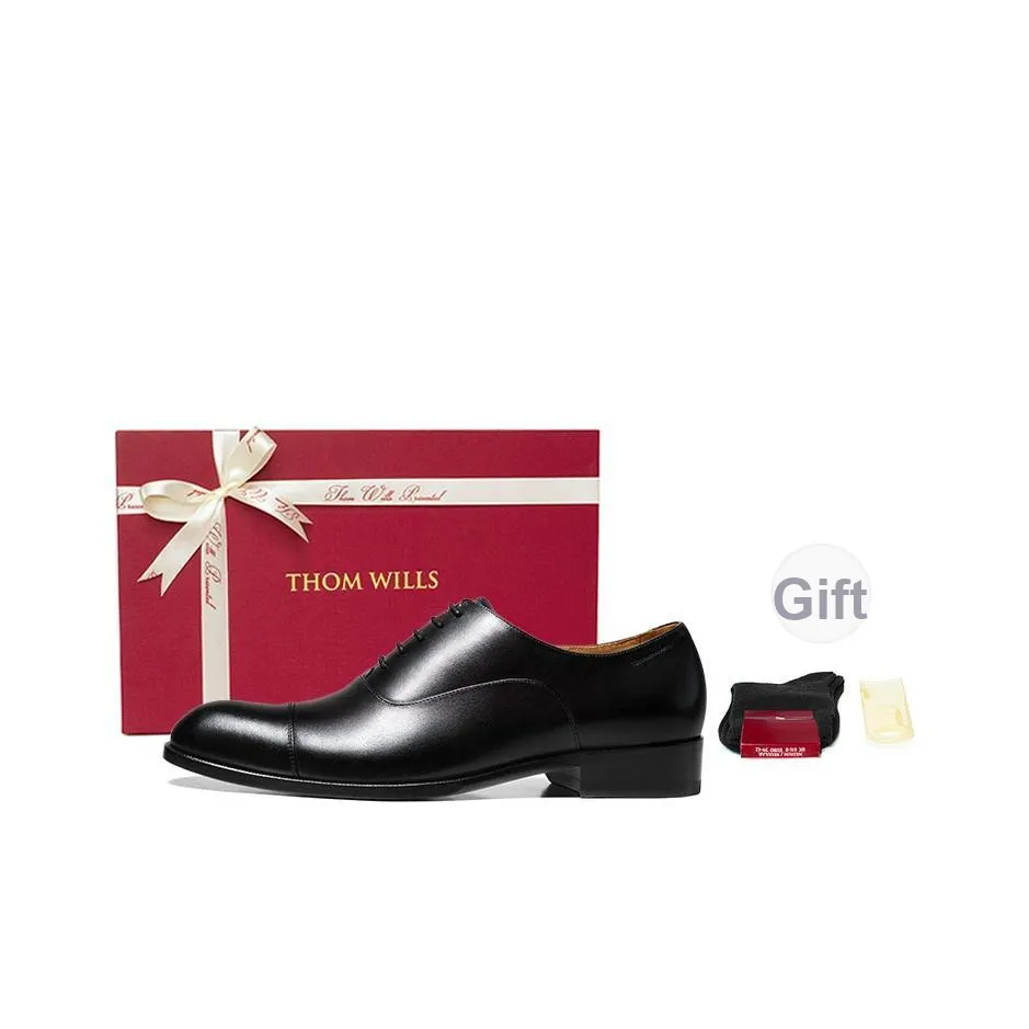 THOM WILLS Британский стиль Телячья кожа Oxford Обувь Туфли Мужской Черный