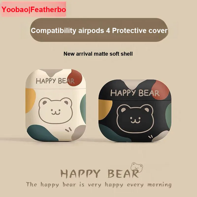Yoobao Compatibility AirPods4 Cartoon Matte Fully Enclosed Impact Resistant Headphone Cases-1