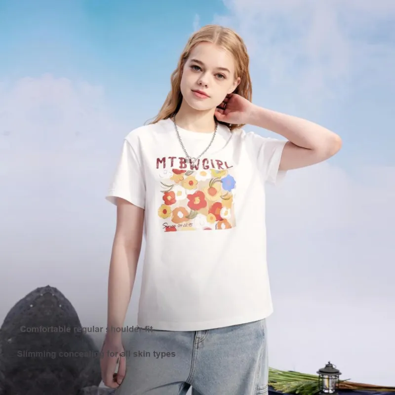 Metersbonwe Set in Sleeve T Shirt Women's-3