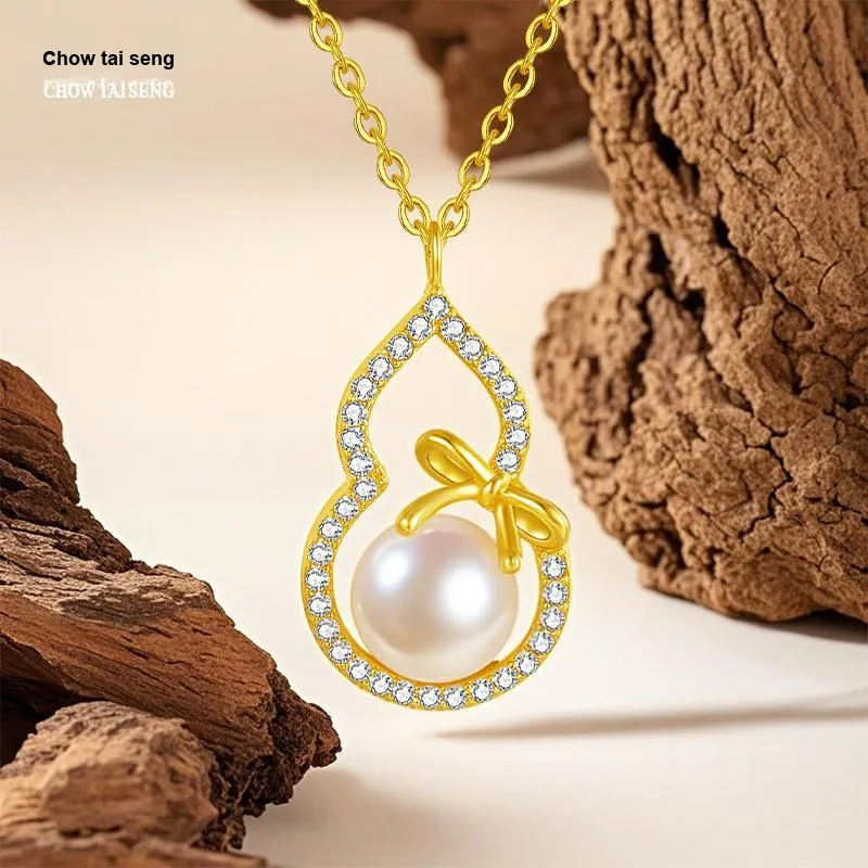 CHOW TAI SENG Pearl Elegant Elegance Goddess Collarbone Chain Women's-5