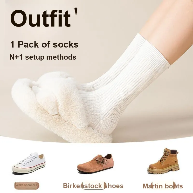 MIIOW Mid Calf Socks Women's Combo Set-14