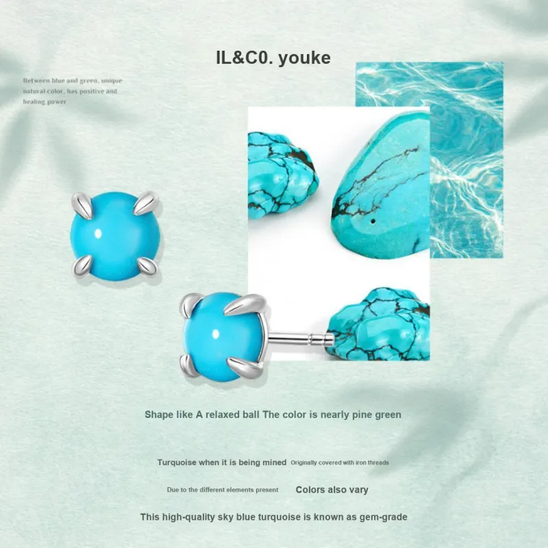 IL&CO. Turquoise Stud Earrings Unisex-3