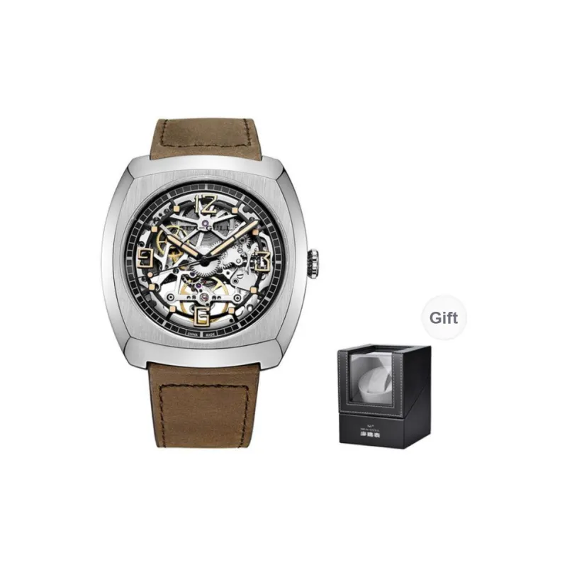 Sea Gull Edge Collection Automatic Mechanical Movement Genuine Leather Strap Watch Men's Watches Cut Out Dial-12