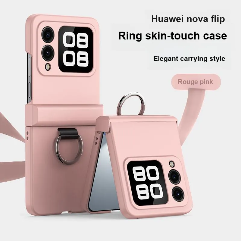 ZHUOJI PC Material New Skin Feel Portable Ring Phone Case Compatible Huawei Novaflip-17