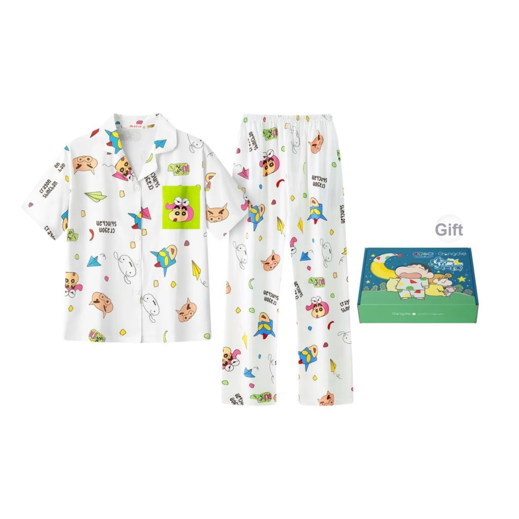 Gongdie x SHINCHAN Pajama Set Unisex White, Gift Box Set