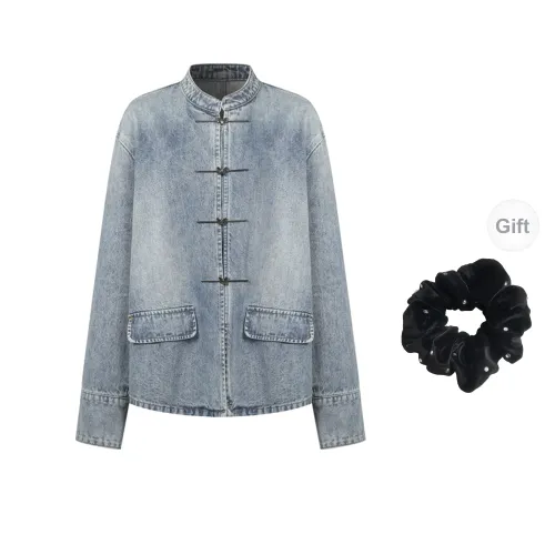 Three Quarters Denim Jackets Women's Blue