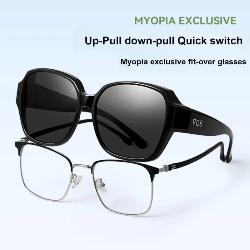 VEGOOS TR90 Square Sunglasses Unisex Black-2