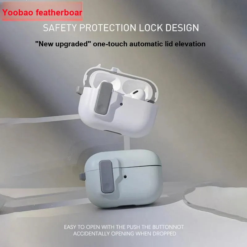Yoobao Compatible With AirPods PC Protective Cover With Automatic Latch And Lock, Impact Resistant Headphone Cases-4