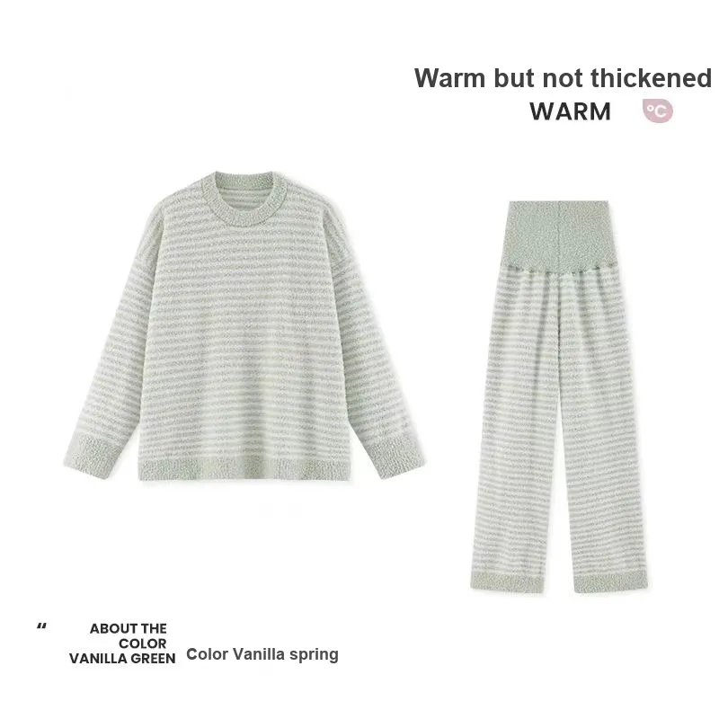 WANANNI Pajama Set Women's Cream Green-4