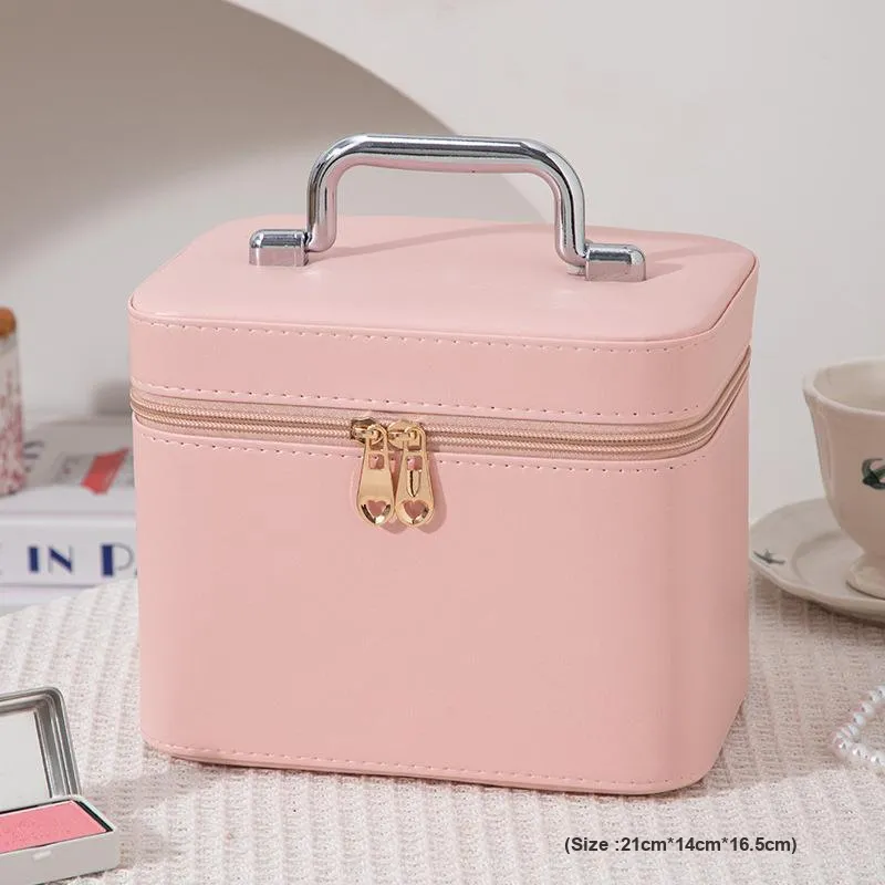 Gentle Welcome Cream Solid Color, Minimalist Style, Large Capacity Makeup Bags-5