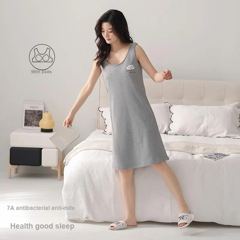 FENTENGCARE Nightgown Women's Gray-3