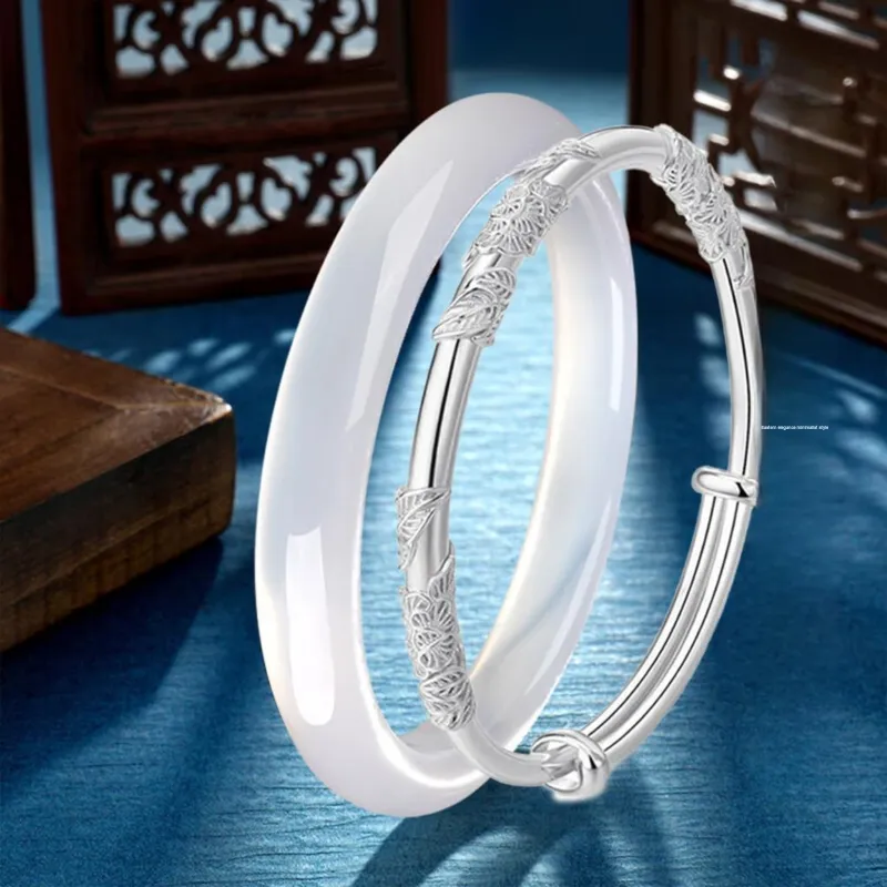 The Years Are Quiet Glass Cat Eye Bangles Unisex-2