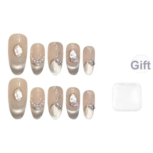 Song Biography Улыбка Кристальный Кошка's Eye Французский Цепочка False Nail Овал MID Длина 25 мм