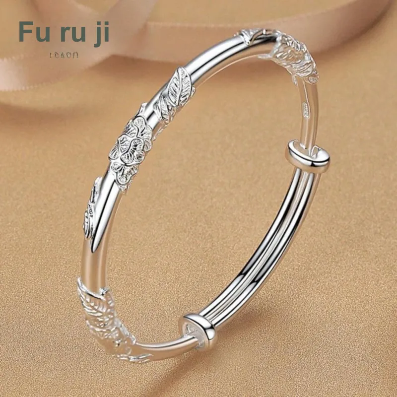 Fu Ru Ji S999 Fine Silver Bangles Women's-4