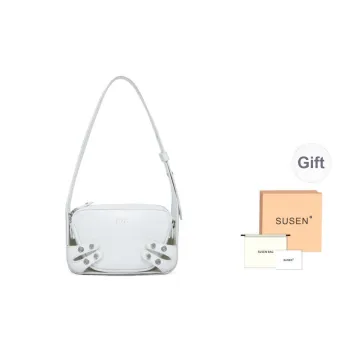 SUSEN Waxed Leather Shoulder Bag Handbag Shoulder Bag Women's White/Pink/Black