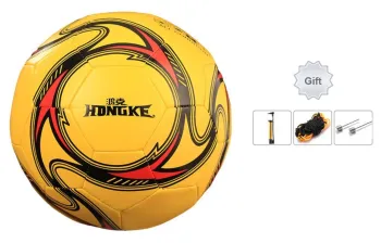 HONGKE Size 5 Soccer PU Machine Stitched Soccer Ball Unisex Yellow Red
