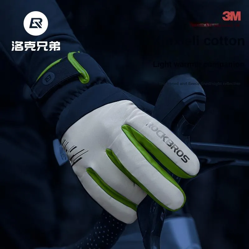 ROCKBROS Riding Equipment Glove Outdoor Unisex Polyester Black & Neon Green-1