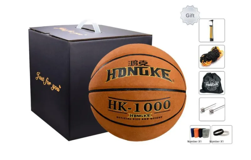 HONGKE Microfiber Composite Basketball Brown Size 7 Ball Training-1