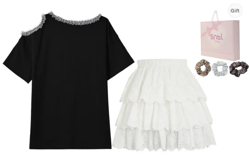SNBL Skirt Set Women's Black+White-1