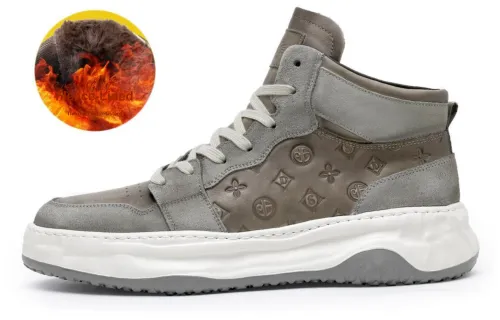 Desai Desai Anti Slip And Wear Resistant Warm Mid Top Casual Shoes Men's Gray