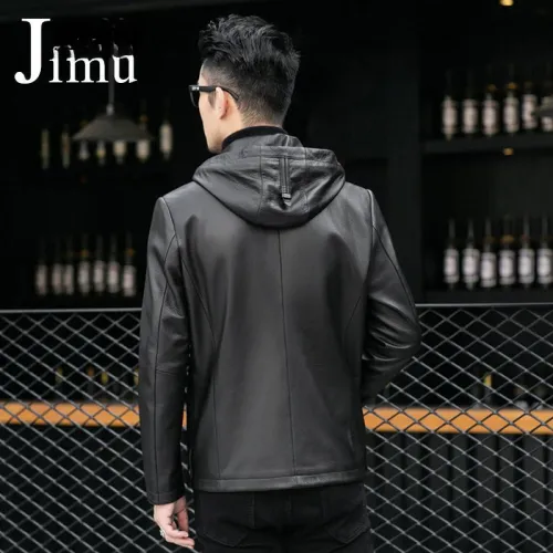 JIMU Leather Jacket Men's Black