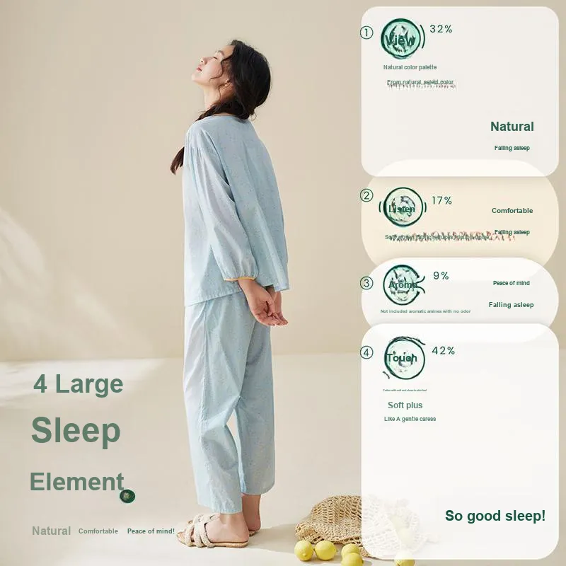 Aannsfam Pajama Set Women's Water Wave Blue-2