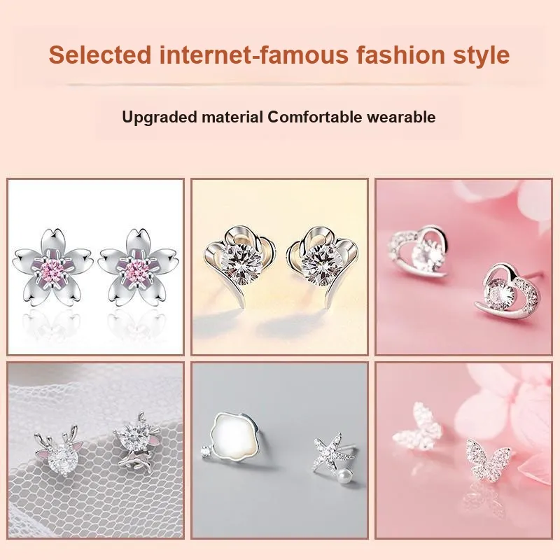 GAGA 925 Sterling Silver Needle Stud Earrings Women's-5