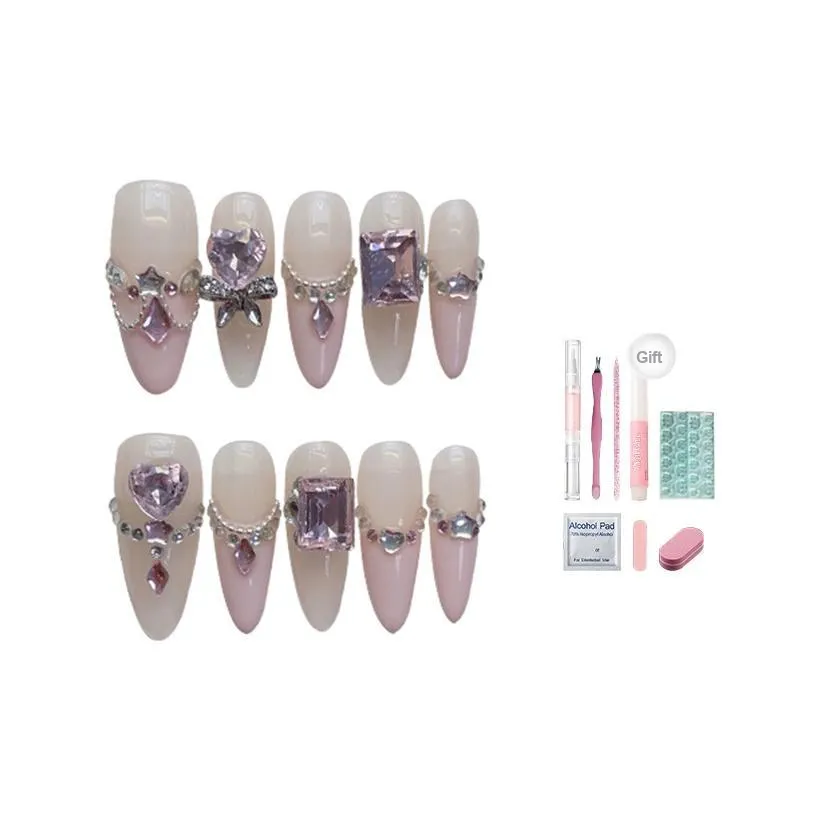 MIAORENJIA Angel Bridal Heart Pink Diamond French Ins Flash Premium Minimalist Style Brightening Versatile