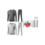 Silk 2-Piece Underwear Set (Dark Gray+Light Gray) with German Velvet Heat Technology/Premium Gift Box Set