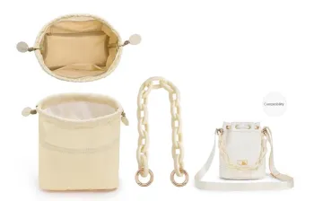 Lan Bao Fan Nylon/Acrylic/Alloy Bag Accessory Combo Set Unisex White