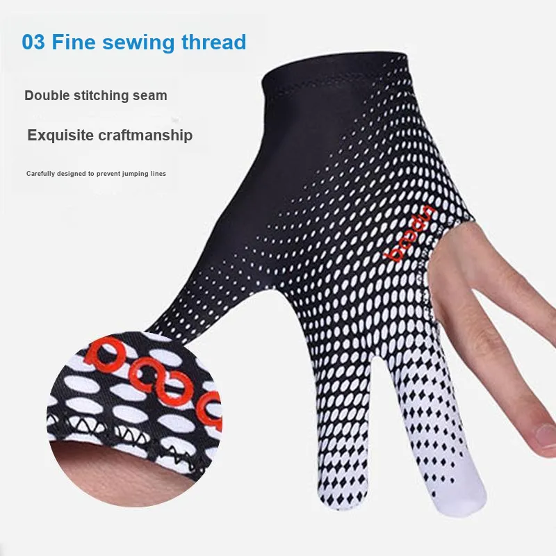 BOODUN Billiards Three Finger Gloves High Elasticity Lycra 1 Pack Both Hands-4