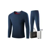 Long-Sleeved Top+Pants Clothing Set (Navy Blue) Fleece-Lined/Double-Layer Thickened