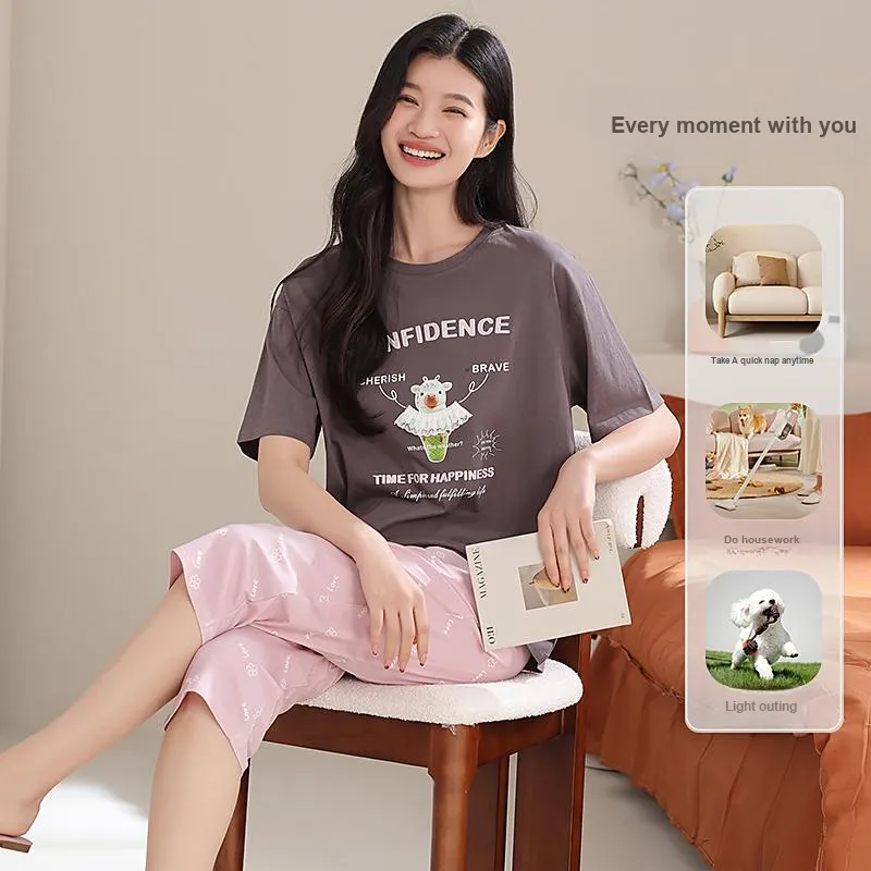XIAFENYAN Pajama Set Women's Brown-2