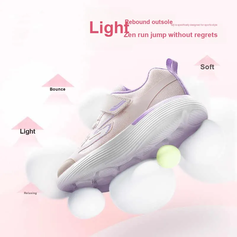 Skechers Go Run 400 V2 Anti Slip Wear Resistant Low Top Kids Lifestyle Shoes Beige Purple Teenagers-1