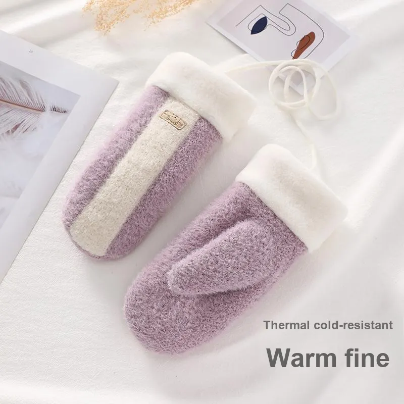 NANJIREN Thickened Knit Gloves Women's-1