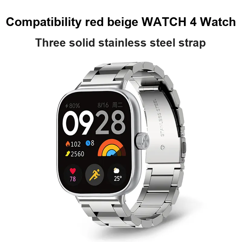 FZRT Xiaomi Red Beige Compatibility Watch Band Stainless Steel Material-4