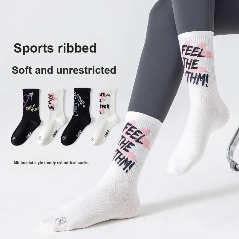FUGEER Mid Calf Socks Women's 4 Pack-54