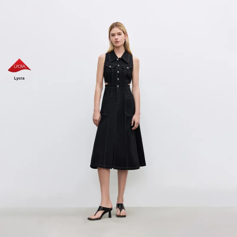 ONLY Sleeveless Dress Women's Black Denim-2
