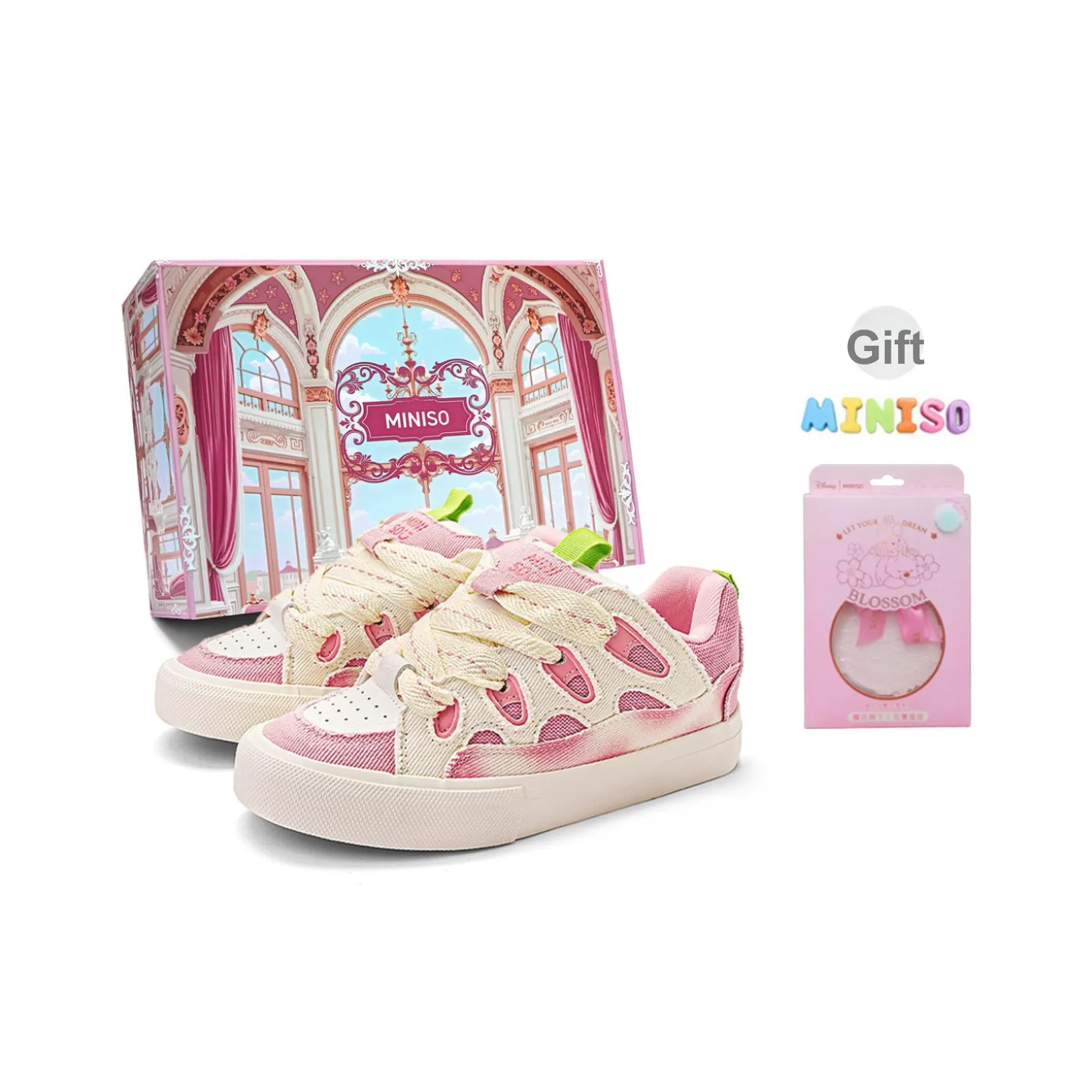 MINISO Dream M Series Skateboard Shoes Women's Low-Top Peach Pink