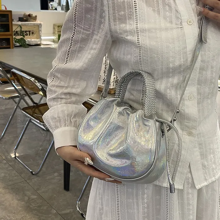 DALO PU One Shoulder Bucket Crossbody Handbag Women's Silver/Multicolor/Gold/Black-9
