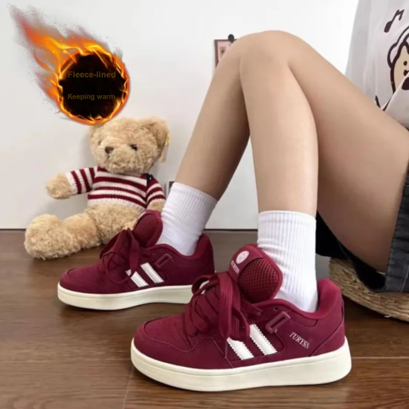 OBWA Anti Slip And Wear Resistant Lightweight Height Increasing Low Top Skateboard Shoes Unisex Burgundy-8