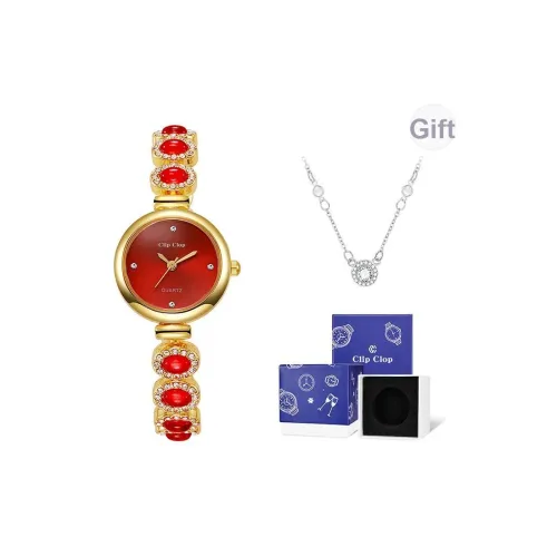 Clip Clop Кварцевый механизм сплав ремешок женские часы золотой циферблат