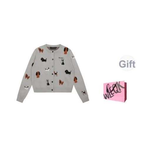 WLEQK Щенок Жаккард Трикотажная ткань Кардиган Женские Трикотаж