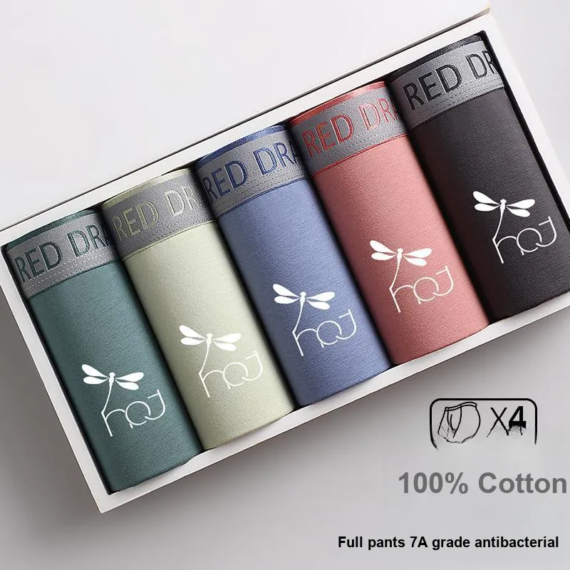 RED DRAGONFLY Cotton Panties Men's 4 Pack Gift Box Set-8