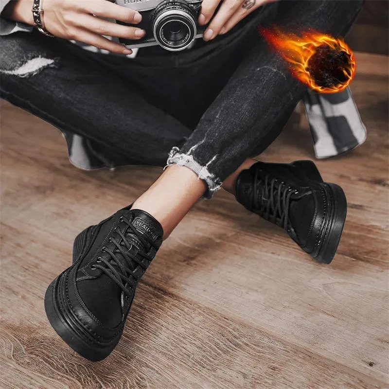 YEARCON Height Increasing Low Top Skateboard Shoes Men's Agate Black-2