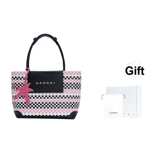 Karkki Лицевая коровья кожа большая вместимость сумка-тоут премиум соломенное плетение сумка для женщин большой размер женский розовый